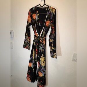 Floral Black Long Sleeve Kimono